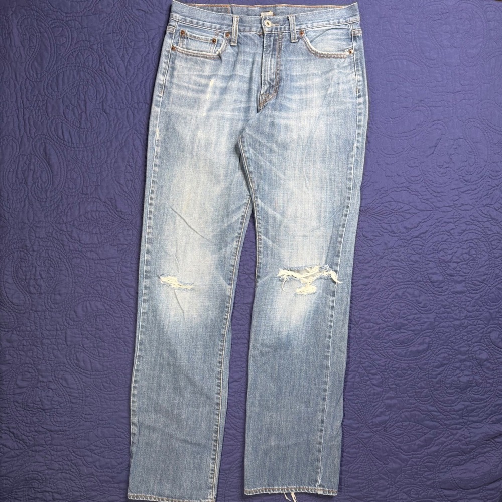 Lucky Brand 361 Vintage Straight Distressed Blue Jeans Mens 32x34 Skater Grunge